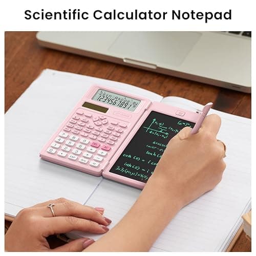 Scientific Calculators for School with Notepad, ROATEE Pink Cute School Supplies for Girls Middle and High School Stuff for Student, 240 Functions 82 MS Foldable 2-Line Display Solar and Battery Power thumbnail 5
