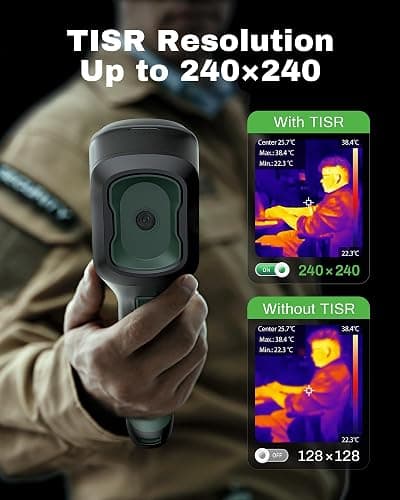 H128 Handheld Thermal Camera, 240 x 240 TISR Resolution, 24h Battery Life Thermal Imaging Camera, 25 Hz Infrared Camera with Temperature Alarm, -4℉~ 842℉ Temp Range, IP65 Protection Level thumbnail 3