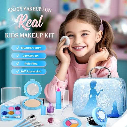 INNOCHEER Kids Makeup Kit for Girl Toys, Frozen Makeup Set for Girls, Real Washable Makeup Kit for Girls, Birthday Christmas Princess Gifts for Girls Kids Age 3 4 5 6 7 8 9 10 11 12 Year Old thumbnail 7