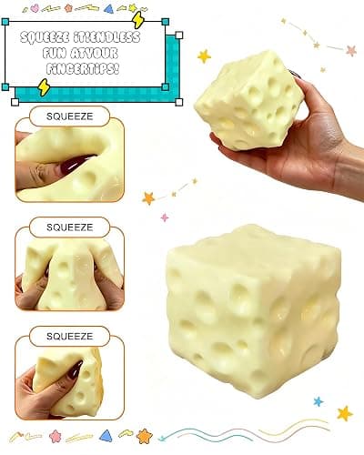 Coconut Oil Stress Ball, Cheese-Shaped Squishy Ball - Soft Jelly with a Bubblegum Texture, Slow-Rising Fidget Stress Ball for Stress Relief and Relaxation, Non-Sticky, Helps Improve Focus thumbnail 5