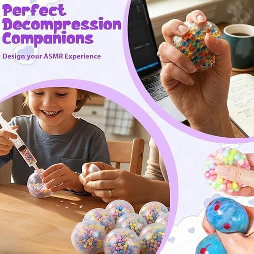 DIY Stress Ball Making Kit ,15 PCS TPR Skins with Expander & Vacuum Tool, Complete Squishy Maker Kit for Adults Kids, ASMR Sensory Stress Relief Toys, Customizable Self-Care Gift for Office & Anxiety thumbnail 6