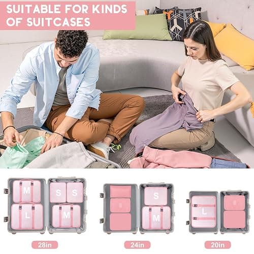10 Set Packing Cubes for Travel, Travel Organizer with Hanging Toiletry Bag and Shoe Bag, Luggage Organizer Bags for Travel Essentials Women Men thumbnail 6