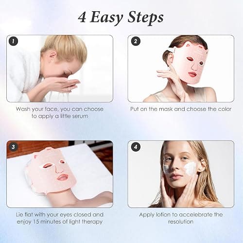 SDKWDH Red Light Mask for Face, 7-1 Colors Facial Care Mask, 850nm Infrared & Red Light Masks, Ergonomic Design for Home & Travel, Pink thumbnail 8
