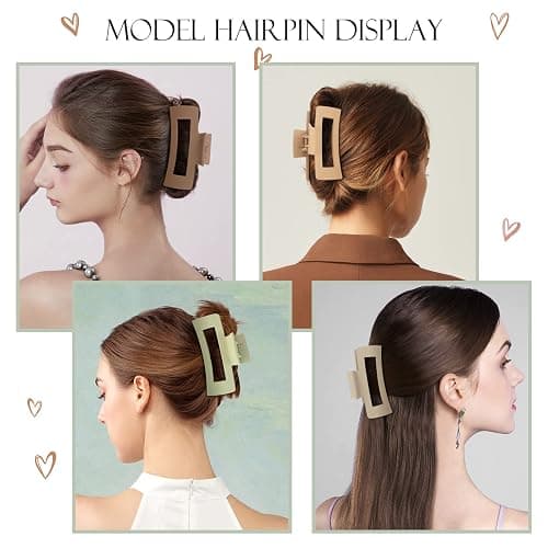 Mandydov 8 Pcs Large Hair Claw Clips 4.1 Inch Non-slip Big Square Matte Claws for Women, Strong Hold Banana Clips for Thick Thin Hair thumbnail 5