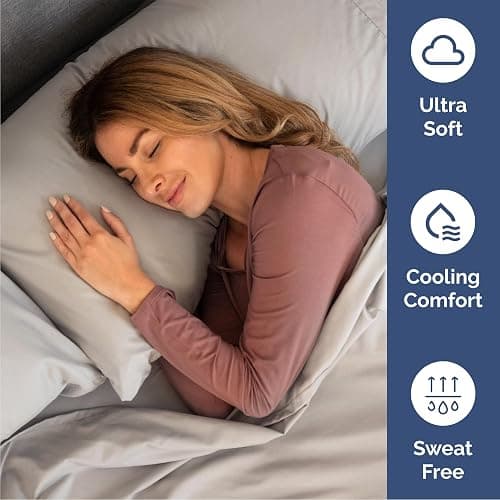 Queen Size 4 Piece Sheet Set - Comfy Breathable & Cooling Bed Sheets Set - Hotel Luxury Bedding for Women, Men, Kids, Teens, Boys & Girls - Deep Pockets, Soft and Wrinkle Free - Oeko-Tex - Light Grey thumbnail 4