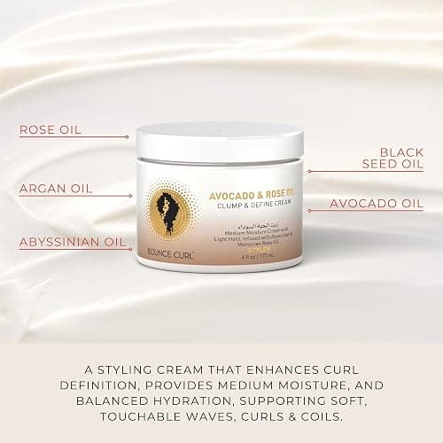 Bounce Curl Avocado and Rose Oil Clump and Define Cream Curl Cream for Curly Hair with Light Hold and Moisture thumbnail 4