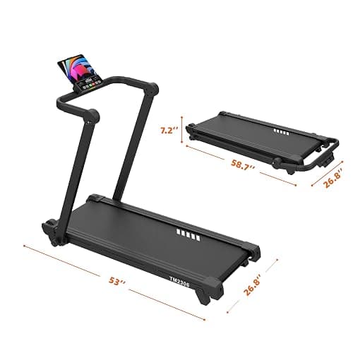 Treadmill for Home with Full Deck Running Surface, Quiet Brushless Motor, 2 Level Incline, 3 in 1 Work Walk Run Design with Detachable Desk, Foldable Compact Electric Running Machine with APP thumbnail 2