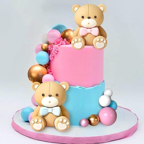 JeVenis Gender Reveal Kuchen Dekoration Gender Reveal Party Deko Junge oder Mädchen Tortendeko Babyparty Dekoration Teddybär Geburtstagstorte Deko thumbnail 6