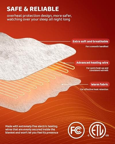 Electric Blanket Full Size 72"x84", Heating Blanket, Soft Flannel Heated Blanket, 9 Heating Levels,1-9 Hours Auto Off, Fast Heating, Overheat Protection, Machine Washable,Gifts for Woman, Gray thumbnail 5