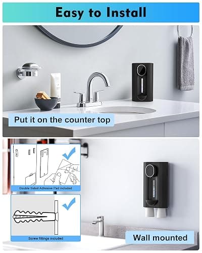 Hoofun Automatic Mouthwash Dispenser for Bathroom,18.26Oz Wall Mounted with Magnetic Cups, 3 Dispensing Level, Smart Mouthwash Dispenser for Kids Adult, Bathroom Accessories Black thumbnail 7