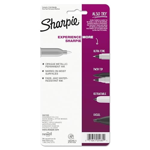 Sharpie Metallic Permanent Markers, Gold, 4/Pack thumbnail 8