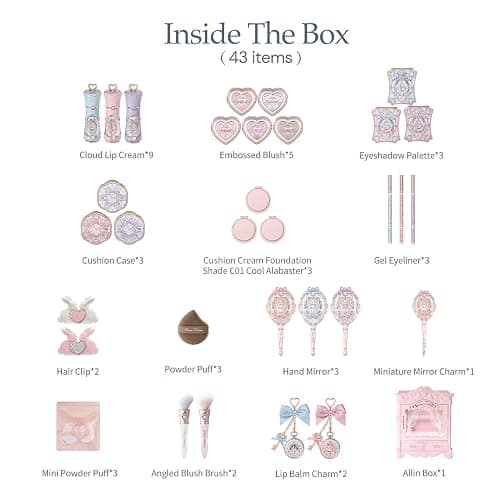 Flower Knows Bunny Garden All-In Box Set,All in One Full Cosmetics Makeup Kit,Perfect Easter Holiday Birthday Make Up Gift(Cushion Cream Foundation C01) thumbnail 2