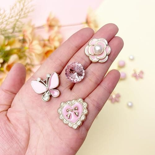 20pcs Bling Gems Plastic Butterfly Flower Sparkling Rhinestones Pearl DIY Shoe Decoration Charms for Women's Party Favor thumbnail 4