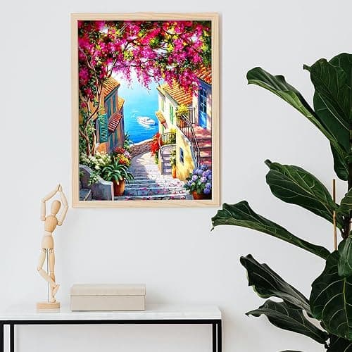QIOUOL 5D Diamond Art Kits for Adults Beginners,Seaside Town DIY Painting with Round Full Drill Diamonds Painting Mosaic Gems Art for Home Office Wall Decor 12x16 Inch thumbnail 4