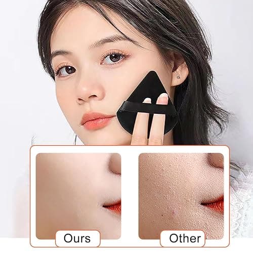8 Pcs Powder Puff Face Triangle,2 Colors Face Makeup Puff Wet Dry Dual-Use,Face Powder Puff for Under Eye Makeup Applicator(Skin Color&Black) thumbnail 5