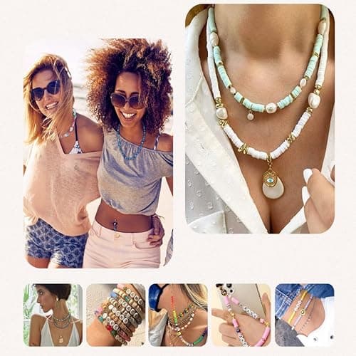 4100 Pcs White Clay Beads Bracelet Making Kit, 6mm Polymer Spacer Flat Heishi Beads for Jewelry Necklace Earring Making thumbnail 4