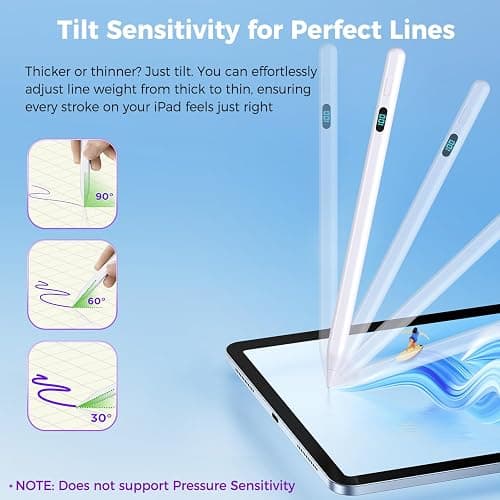iPad Pencil with Magnetic&5 Extra Tips,USB-C Faster Charge,Stylus Pen Compatible with iPad 6-11th/A16,Air M3/M2/3-5th,Pro M4/11/12.9/13inch,Mini 5th-7th/A17Pro (White) thumbnail 4