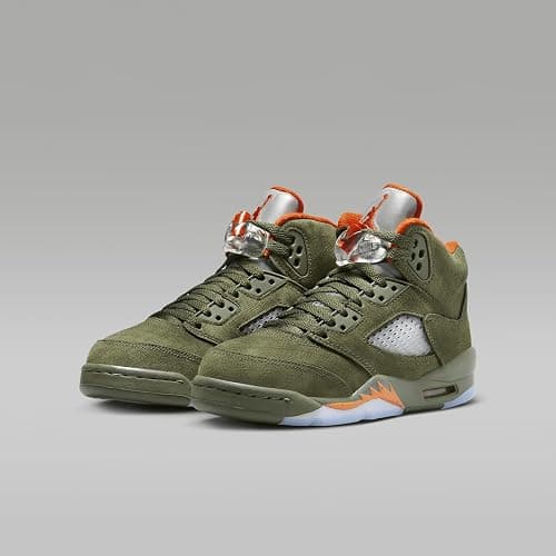 Air Jordan 5 Retro Big Kids' Shoes (Army Olive/Solar Orange) - 4.5 Big Kid thumbnail 5