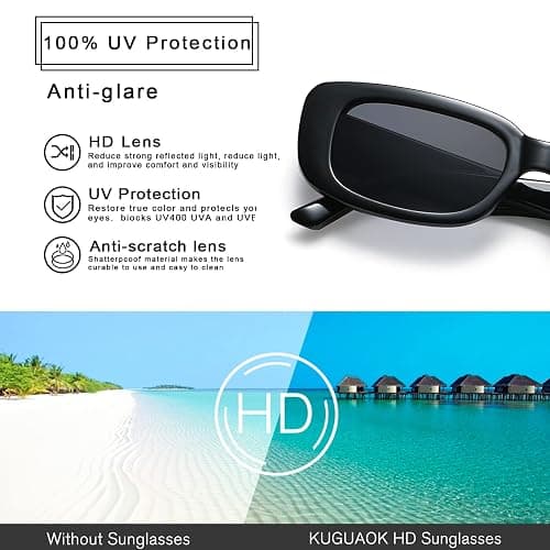 KUGUAOK Retro Rectangle Sunglasses Women and Men Vintage Small Square Sun Glasses UV Protection Glasse thumbnail 4