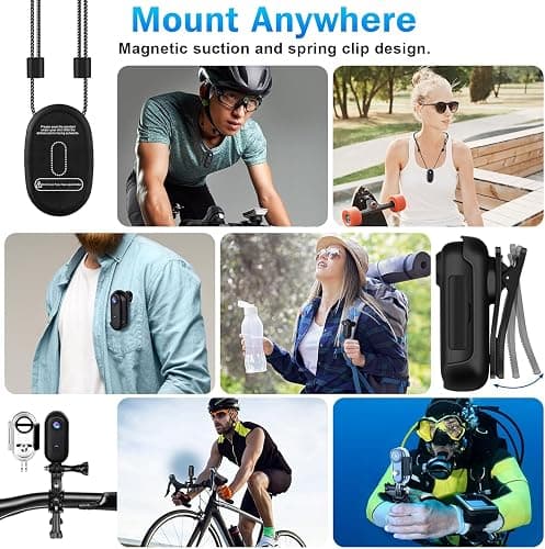 64GB FHD 1080P Mini Body Camera, Wearable Action Body Cam, Thumb Size Hands Free Recording Body Worn Camera, Premium Portable Camcorder Mount Anywhere for Pet Walking, Work, Travel with WiFi (Black) - Black thumbnail 4