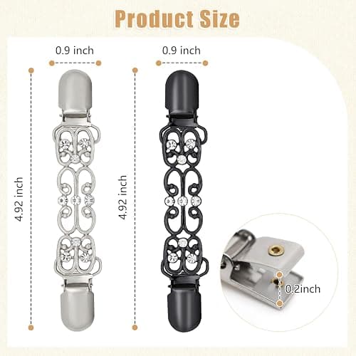 Frutain 2 Pcs Dress Waist Clip for Shawl Cardigan Sweater Clothes Pant Tightener（Black and Sliver thumbnail 6