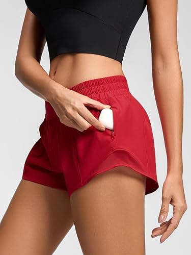 MCEDAR Women's Running Shorts Low Waisted 2.5"，Lightweight Active Workout Quick Dry Gym Athletic Sports Shorts Zip Pocket thumbnail 3