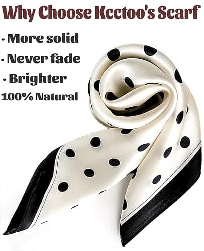 kcctoo 27.5" Mulberry Silk Feeling Head Scarf Women's Fashion Square Neck Satin Scarfs for Bag Hair Scarves Gift thumbnail 5