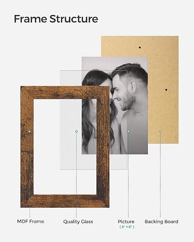 SONGMICS Collage Picture Frames, 4x6 for Wall Decor 10 Pack, Assembly Required, Rustic Brown URPF020X02 thumbnail 7
