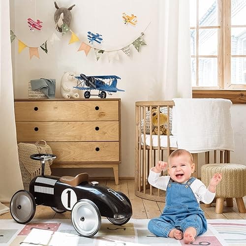 Phirown Vintage Airplane Decor,Airplane Cake Topper,4 Pack Retro Metal Plane Ornament for Home,Hanging Aircraft Biplane Handicraft for Christmas Birthday Gifts(Blue Large and Three Small) - Blue, 4 Pcs thumbnail 2