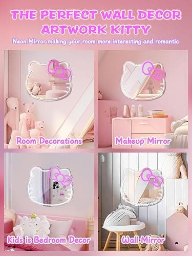 Anime Mirror Vanity, Neon Sign Stuff Room Decor, Neon LED Wall Mirror, Vanity Mirror with Remote for Makeup Mirrors, Bedroom, Teen Girl Children Gift for Birthday Christmas Halloween Thanksgiving thumbnail 5