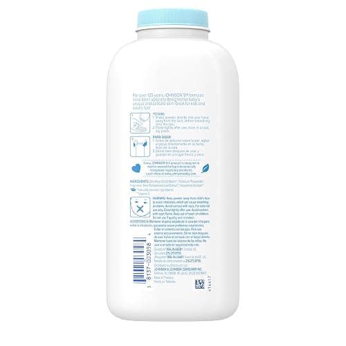 Johnson's Baby Powder with Naturally Derived Cornstarch, Aloe & Vitamin E for Delicate Skin, Hypoallergenic, Free of Parabens, Phthalates & Dyes for Gentle Baby Skin Care, 15 oz thumbnail 6