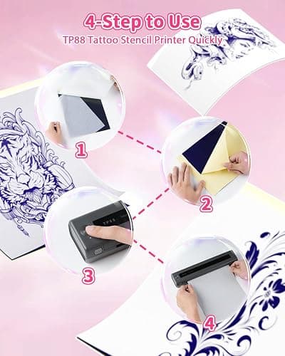 Zodzi Tattoo Stencil Printer, Stencil Printer for Tattooing with 10PCS Paper, Thermal Tattoo Printers Machine with Bluetooth, Tattooing Transfer Printers Compatible with Smartphone Tablet PC thumbnail 3
