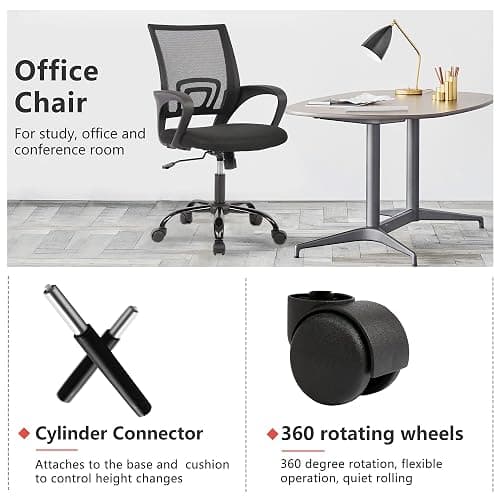 PayLessHere Office Computer Chair Ergonomic Cheap Desk Chair Adjustable Comfortable Mid Back Task Rolling Swivel with Lumbar Support for Home Office (Pack of 1, Black) thumbnail 6