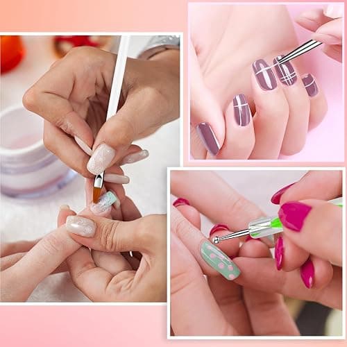 MUIIGOOD White Nail Art Brush 22 Pcs Set, 2 Head Acrylic Silicone Engraving Dotting Pen Tools Dust Brush, Striping Liner Drawing Pens, Resin Palette, for Nail Art DIY Home Salon Makeup Display Board thumbnail 6