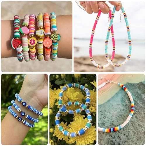 Yochus 4000pcs White Clay Beads for Bracelets, 6mm Heishi Beads Friendship Bracelets Jewelry Making Kit for Jewelry Making，Bracelet，Earring，Gifts, Small thumbnail 7