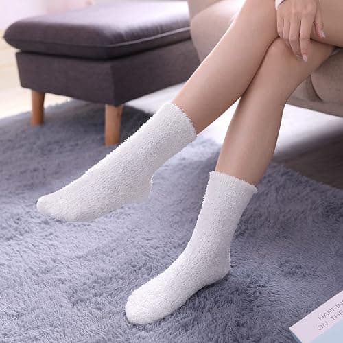 LINEMIN Womens Fuzzy Socks Cozy Fluffy Winter Warm Slipper Socks Microfiber Soft Home Sleeping Socks thumbnail 3