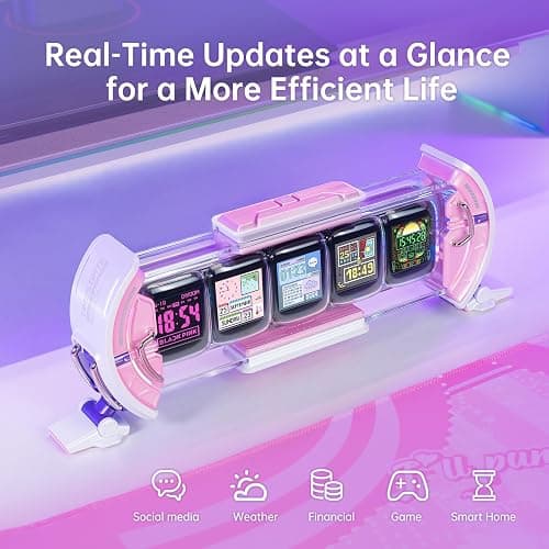 Divoom Times Gate - Cute Gaming Digital Clock with Smart App-Controlled, Support Weather Forecast, Stock Market/Exchange Rate, Social Media, Pixel Art Display for Gamers & Home Office Decor (Pink) thumbnail 4