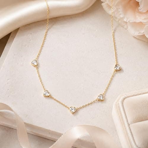 CUEZIY Dainty Silver Gold Necklaces for Women Cute Station Choker Simulated Diamond Necklace Simple Layering CZ Necklace Trendy Jewelry Gifts - Image 1