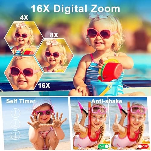 Underwater Camera 2.7K Waterproof Camera with 32GB Card 48MP Autofocus Selfie Dual-Screen Cameras for Snorkeling Compact Digital Camera 1250mAh Battery (Blue) thumbnail 5