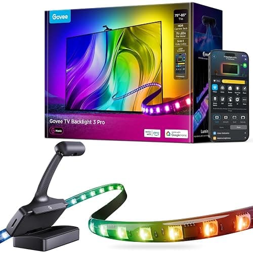 Govee TV Backlight 3 Pro with HDR Triple Camera, 16.4ft 5-in-1 RGBWWIC LED Strip Lights That Change with 75-85 Inch TVs, 75LEDs/m, Supports AI Filter, Smart App and Voice Control, DreamView Sync - Image 1