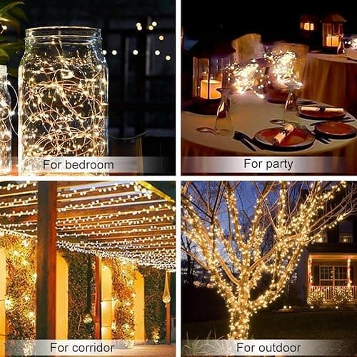 Mintlemon Fairy Lights 33ft 100 LEDs, 8 Lighting Modes Dimmable String Lights with Remote, USB Powered Twinkle Lights for Bedroom Garden Wedding Party Backdrop Tapestry Canopy Gazebo thumbnail 8
