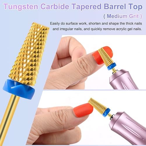 CGBE 2 Stück Nagelfräser Aufsätze, Wolframcarbid Hartmetall Nagelfräser Bits Mittlere Körnung Entfernen Gel Acryl Nagelhaut, 3/32 Zoll Gold Fräser Bits für Maniküre Pediküre, Kegel + Spitzkegel Form thumbnail 3