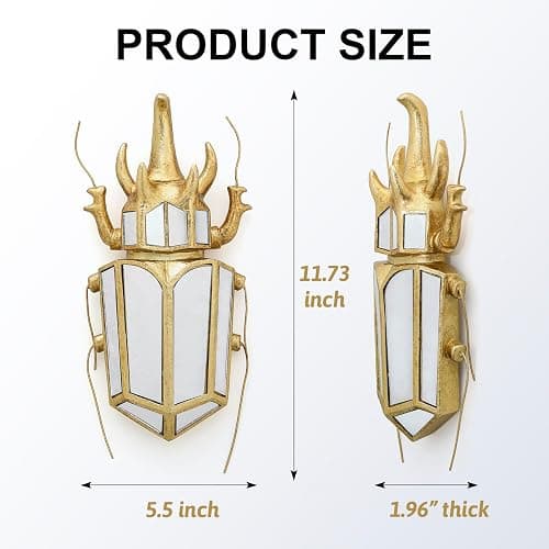 Xinleitan Decorative Bug and Dragonfly Mirrors - Gold Resin and Glass Wall Decor, Perfect for Victorian and European Themed Homes thumbnail 3