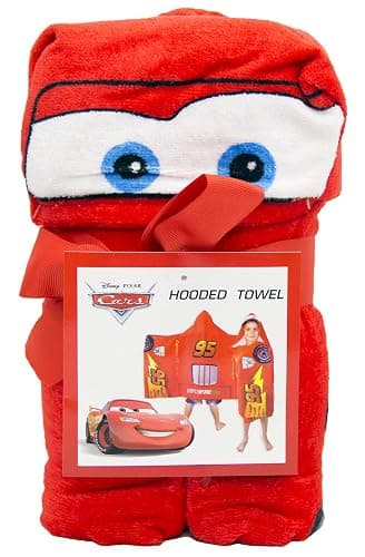 Jay Franco Kids Hooded Towel – 22" x 51" Super Soft Bath Wrap with 3D Hood, Classic Characters, Beach, Pool & Travel, Official Licensed, Red - Cars thumbnail 5
