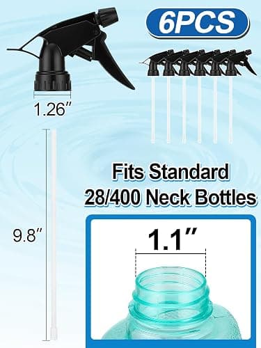 6Pcs 3 Modes Spray Bottle Nozzles Replacement Fit Standard 28/400 Neck | MADHOLLY DIY-Friendly Sprayer Tops, Mist/Stream/Off, Cuttable Tube for 8/16/32oz Bottle, for Plants, Hair, Cleaning thumbnail 2