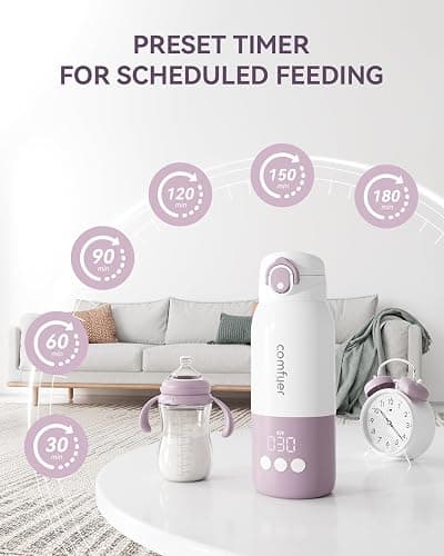 comfyer BW01 Portable Milk Warmer for Travel, Portable Bottle Warmer with Fast Heating & Long Battery Life, Instant Breast Milk, Formula or Water Warmer with 12 Ounces Big Capacity, Car, Airplane Journey thumbnail 3