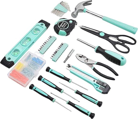 Amazon Basics Household Tool Kit With Storage Case, 142 Piece, Turquoise, 13.39 x 9.25 x 2.95 inch thumbnail 4