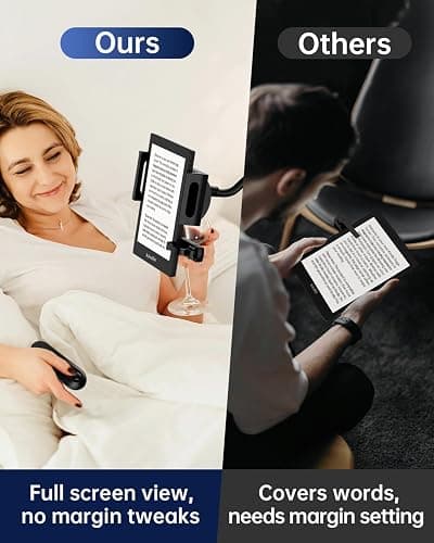 TeoTeeo Kindle Holder with Remote Page Turner - Read in Bed Without Blocking Text or Adjusting Margins - Reduce Neck Strain - Quiet Page Turning for Kindle, iPad, iPhone thumbnail 2