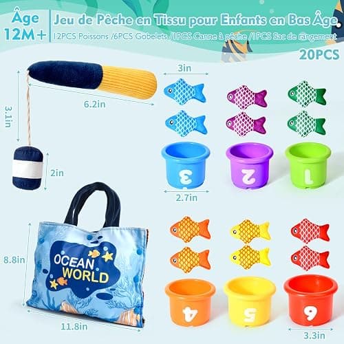 Yitical Jouet Bebe 1 an, Montessori Pêche a la Ligne Jeux pour Enfant 1 2 Ans, Educatif Jouet Bébé, Cadeau pour Fille Garcon 1-3 Ans 6 12 18 Mois thumbnail 5
