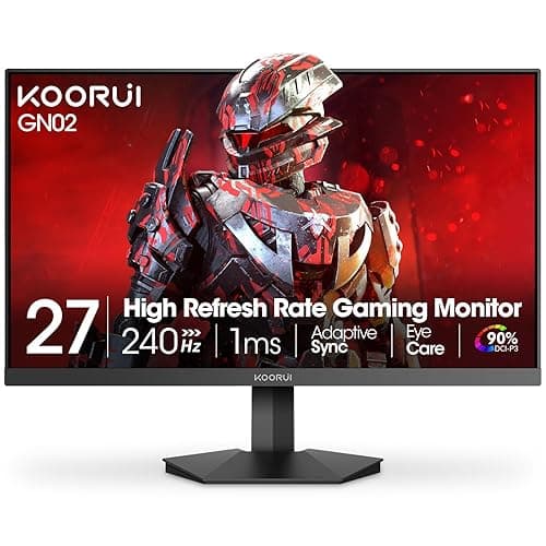 KOORUI GN02 27-inch 240Hz Gaming Monitor, 1ms FHD 1080p, G-SYNC and FreeSync Premium, HDMI 2.0/DP 1.4, Xbox PS5 Switch Ready, VESA, Tilt, Black - Image 1